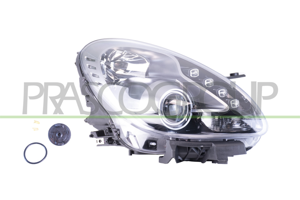 PROIETTORE DESTRO H7+H1-ELETTRICO-CON MOTORE-CON LUCE DIURNA-NERO-LED