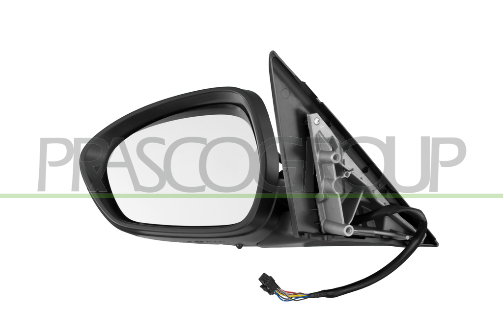 DOOR MIRROR LEFT-ELECTRIC-PRIMED-HEATED-WITH LAMP-CONVEX-6 PINS