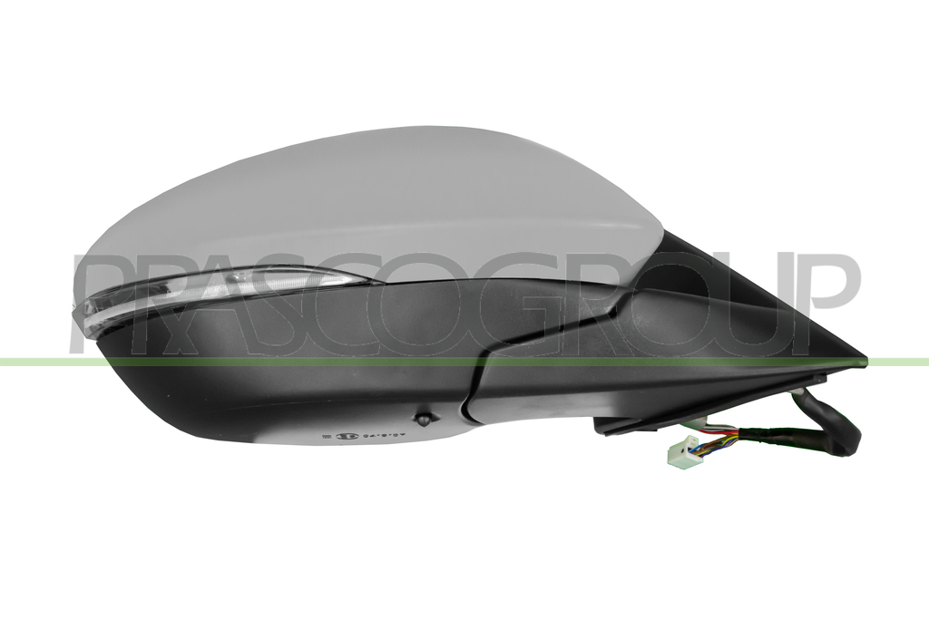 DOOR MIRROR RIGHT-ELECTRIC-PRIMED-HEATED-WITH SENSOR-WITH LAMP-FOLDABLE-BLIS-CONVEX-14 PINS
