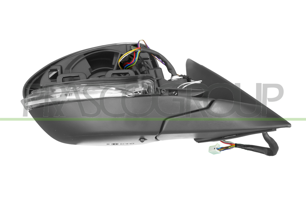 DOOR MIRROR RIGHT-ELECTRIC-PRIMED-HEATED-WITH SENSOR-WITH LAMP-FOLDABLE-BLIS-CONVEX-14 PINS