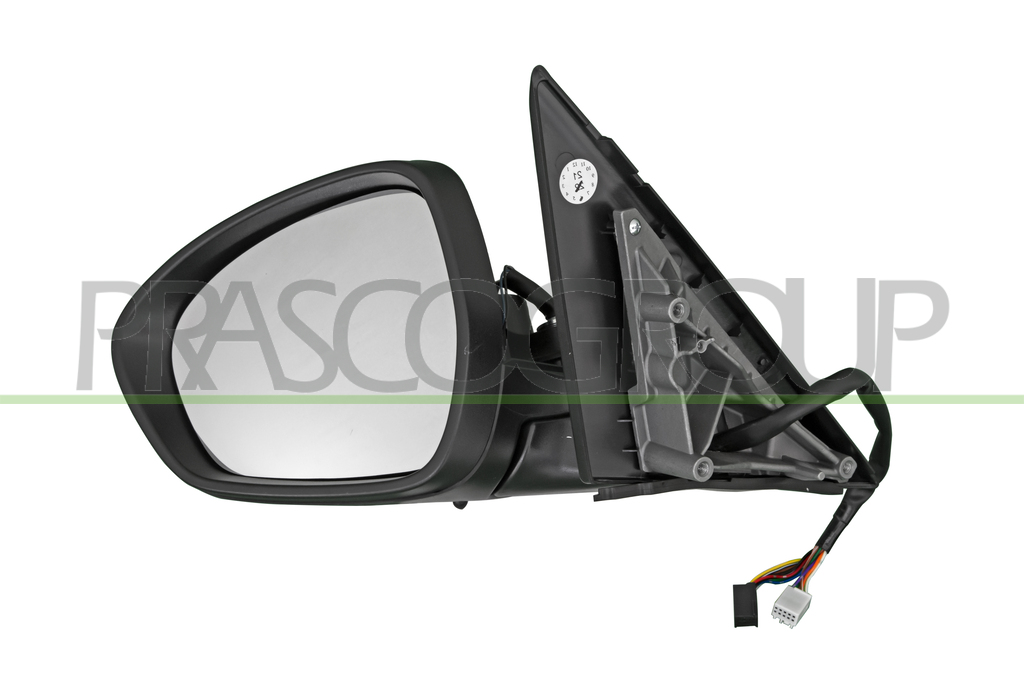 DOOR MIRROR LEFT-ELECTRIC-PRIMED-HEATED-FOLDABLE-WITH LAMP-WITH MEMORY-CONVEX-12 PINS