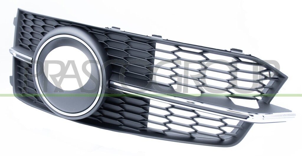 GRILLE GAUCHE NOIRE DE PARE-CHOCS-AVEC SIEGES ANTIBROUILLARD-AVEC CADRE ET MOULURE CHROMEE MOD. S-LINE