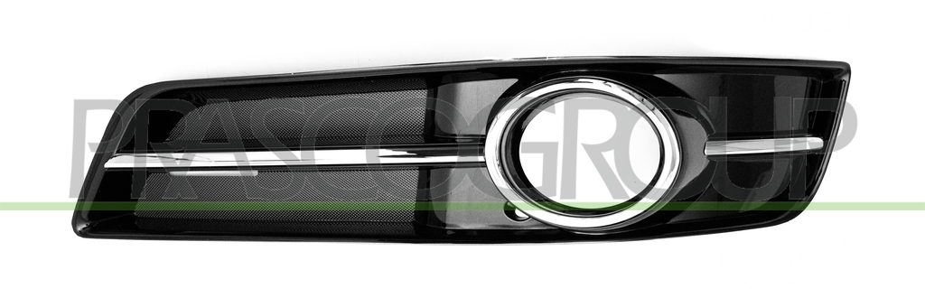 BUMPER GRILLE LEFT-BLACK-GLOSSY-WITH FOG LAMP HOLE-WITH CHROME MOLDING
