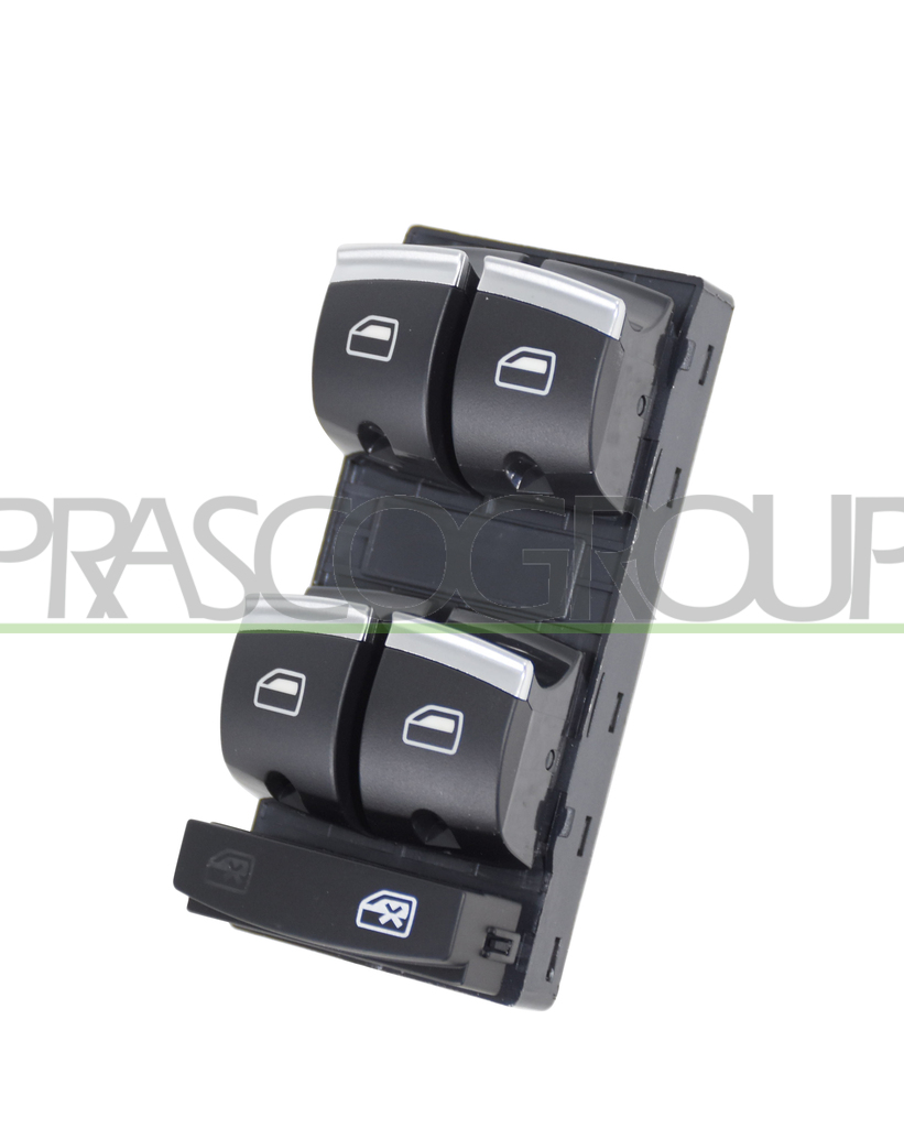 FRONT DOOR LEFT WINDOW REGULATOR PUSH-BOTTON PANEL-BLACK/CHROME EDGE-4 SWITCHES-10 PINS