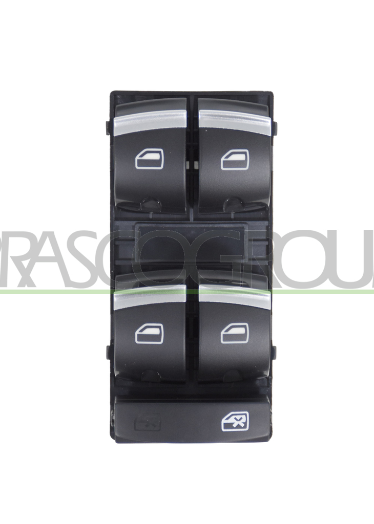 FRONT DOOR LEFT WINDOW REGULATOR PUSH-BOTTON PANEL-BLACK/CHROME EDGE-4 SWITCHES-10 PINS