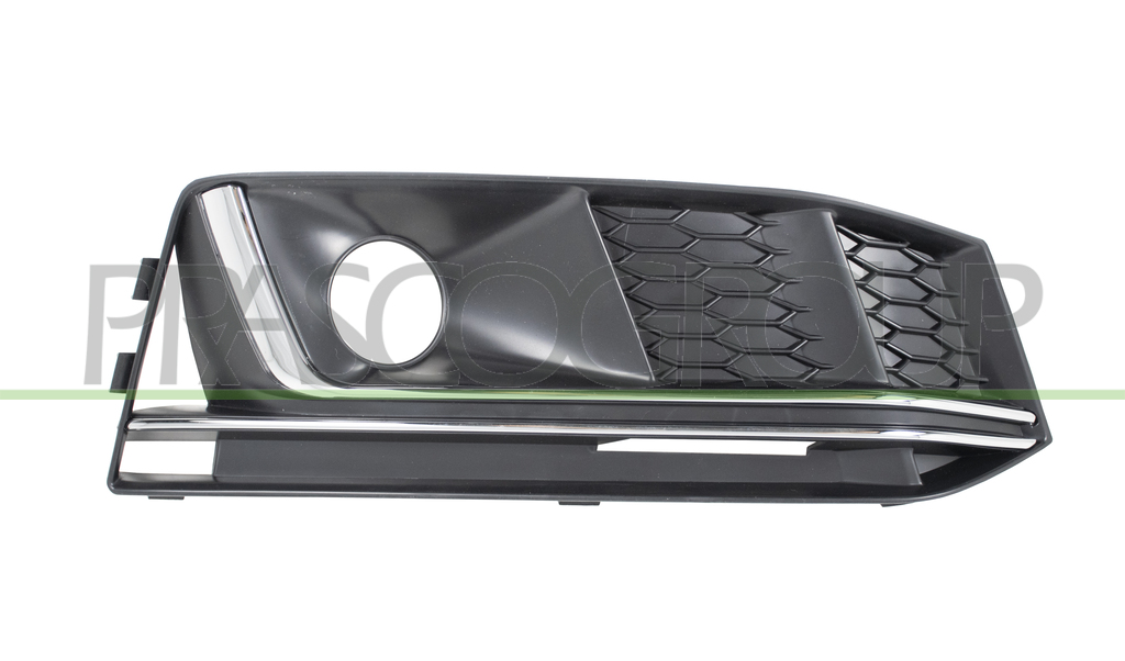 BUMPER GRILLE RIGHT-BLACK-WITH FOG LAMP HOLES-WITH CHROME MOLDING