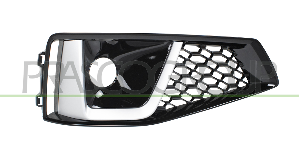 BUMPER GRILLE RIGHT-BLACK-WITH FOG LAMP HOLES-WITH CHROME MOLDING