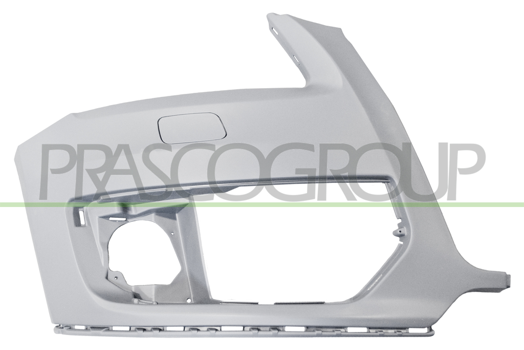 FRONT BUMPER RIGHT-PRIMED-WITH HEADLAMP WASHER AND COVER-WITH PDC CUTTING MARKS