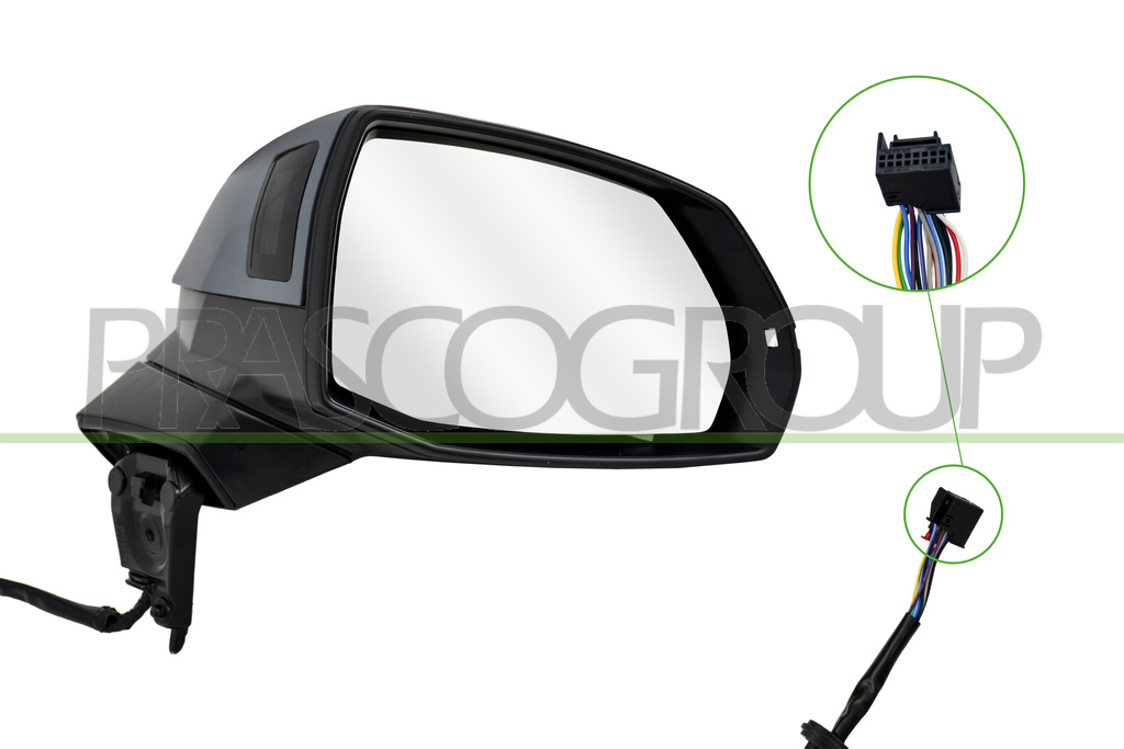 RETROVISORE DESTRO-ELETTRICO-CON PRIMER-TERMICO-CHIUDIBILE-CON FANALE-CON MEMORIA-CON BLIS-CONVESSO-15 PINS