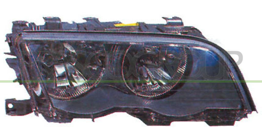 HEADLAMP RIGHT H7+H7 ELECTRIC-WITH MOTOR-BLACK 2 DOOR