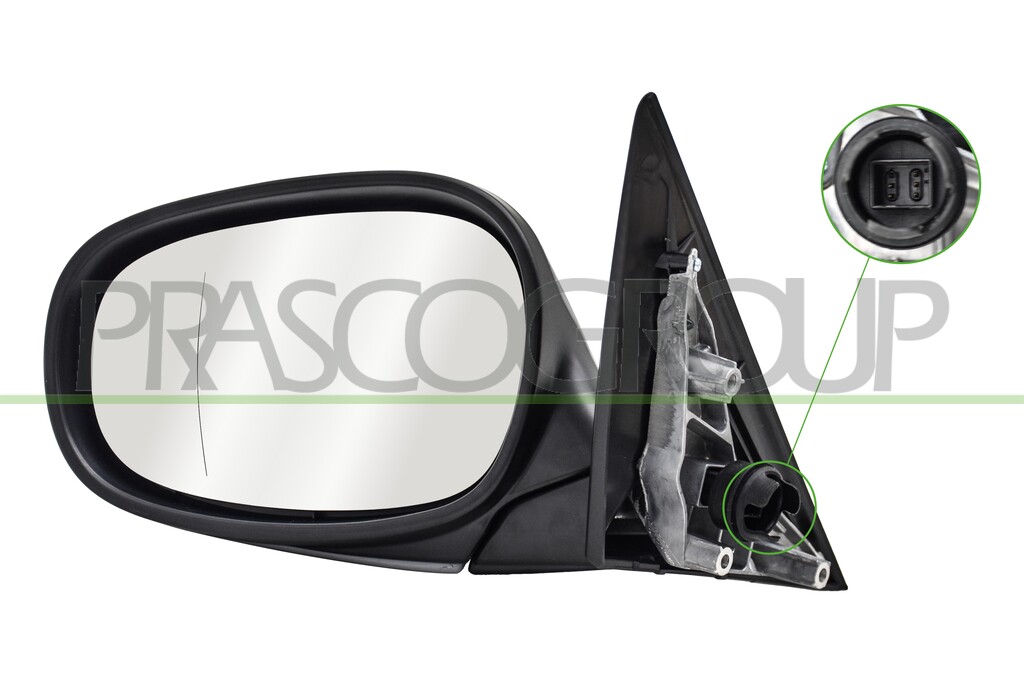 DOOR MIRROR LEFT-ELECTRIC-HEATED-PRIMED-ASPHERICAL-CHROME
