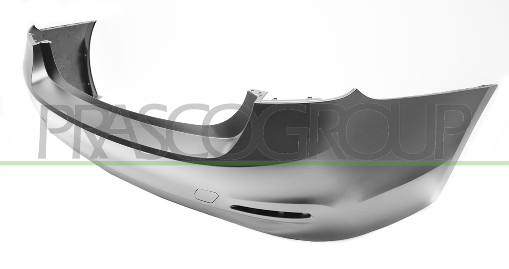 REAR BUMPER-PRIMED-WITH TOW HOOK COVER-WITH SENSOR AND PARK ASSIST CUTTING MARKS-WITH SINGLE EXHAUST ON RIGHT AND LEFT SIDE MOD. 4 DOOR BASIS