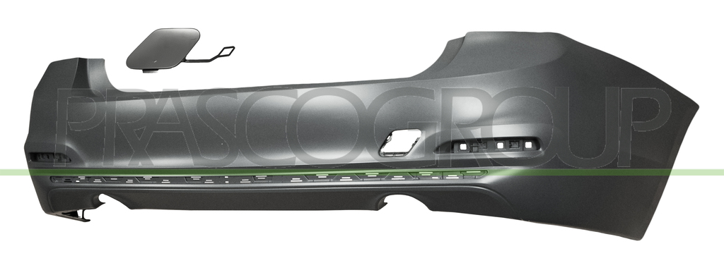 REAR BUMPER-PRIMED-WITH TOW HOOK COVER-WITH MOLDING HOLES-WITH PDC CUTTING MARKS-WITH SINGLE EXHAUST ON LEFT AND RIGHT SIDE MOD. 4 DOOR LUXURY/SPORTLINE