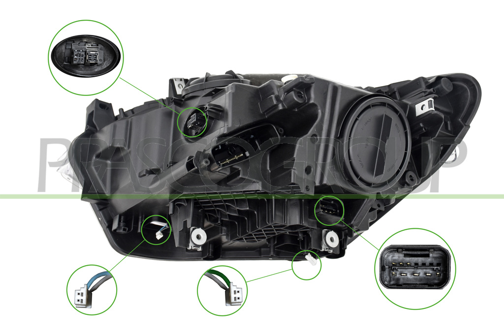 HEADLAMP RIGHT-XENON HID/D1S ELECTRIC-WITH MOTOR-WITH DAY RUNNING LIGHT-LED-HELLA TYPE