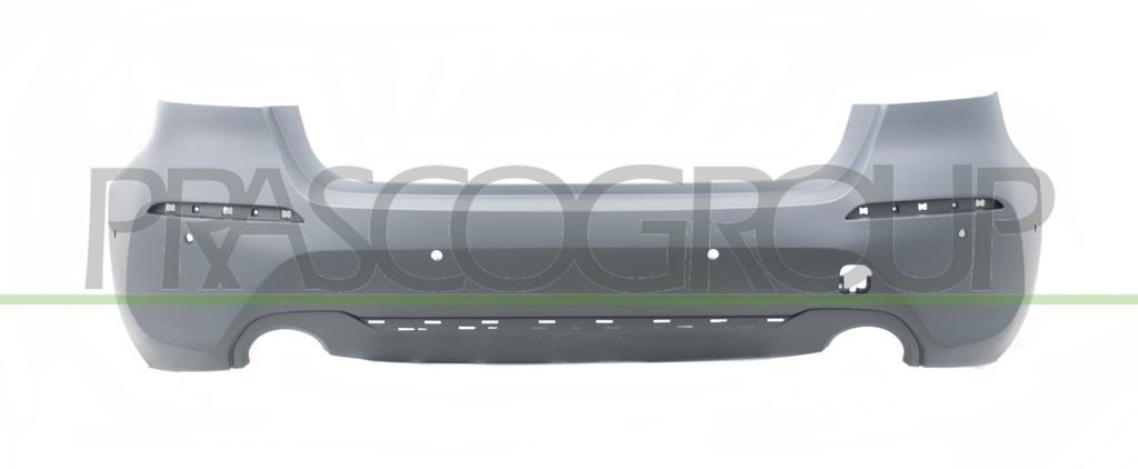 REAR BUMPER-PRIMED-WITH PDC AND PARK ASSIST HOLE+SENSOR HOLDERS-WITH SINGLE EXHAUST ON RIGHT AND LEFT SIDE MOD. LUXURY