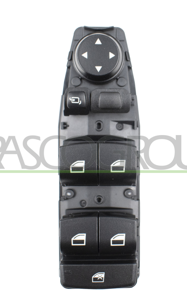 FRONT DOOR LEFT WINDOW REGULATOR PUSH-BUTTON PANEL-BLACK-4 SWITCHES-WITH FOLDABLE MIRROR FUNCTION-8 PINS