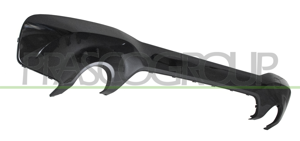 REAR BUMPER MOLDING-CENTRE-BLACK-GLOSSY-WITH TOW HOOK COVER-WITH PDC CUTTING MARKS-WITH SINGLE EXHAUST HOLE ON RIGHT AND LEFT SIDE