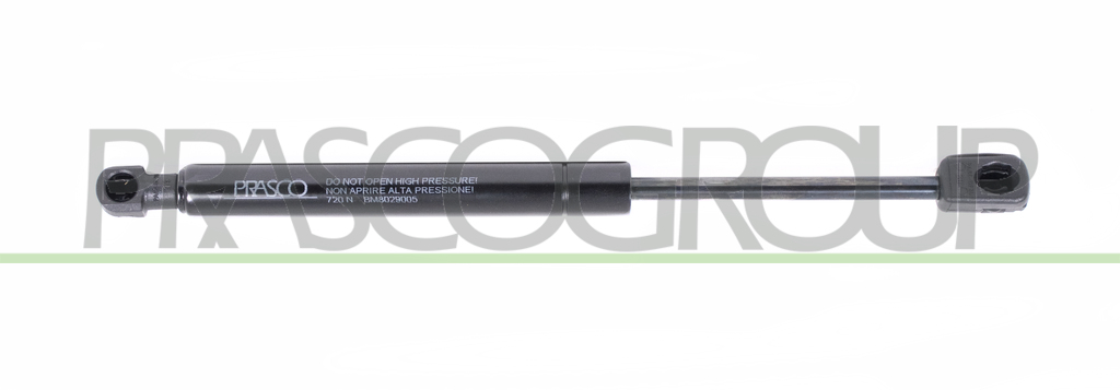 BONNET GAS SPRING RIGHT/LEFT-720 N-L 285 mm-S 100 mm-Ø 18 mm-Ø 8 mm