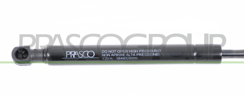BONNET GAS SPRING RIGHT/LEFT-720 N-L 285 mm-S 100 mm-Ø 18 mm-Ø 8 mm