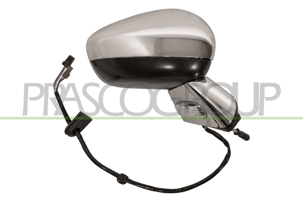 RETROVISORE DESTRO-ELETTRICO-CROMATO-TERMICO-CHIUDIBILE-CON FANALE-CON SONDA-CON BASE CROMATA-CONVESSO-11 PINS