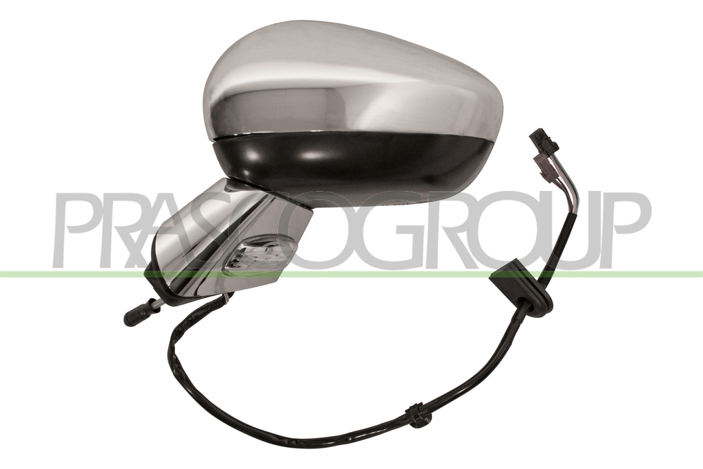 ESPEJO IZQUIERDO-ELECTRICO-IMPRIMADO-TERMICO-ABATIBLE-CON PILOTO-BASE CROMADA-CARCASA CROMADA-CONVEXO-9PINESS