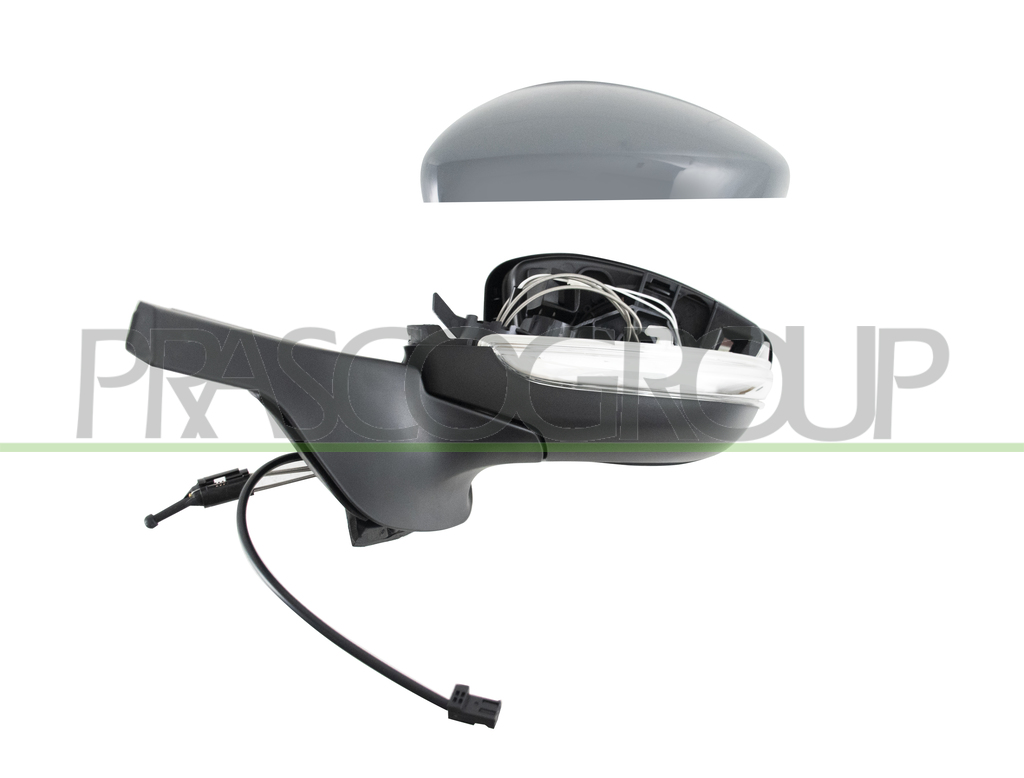 DOOR MIRROR LEFT-CABLE-PRIMED-WITH LAMP-CONVEX