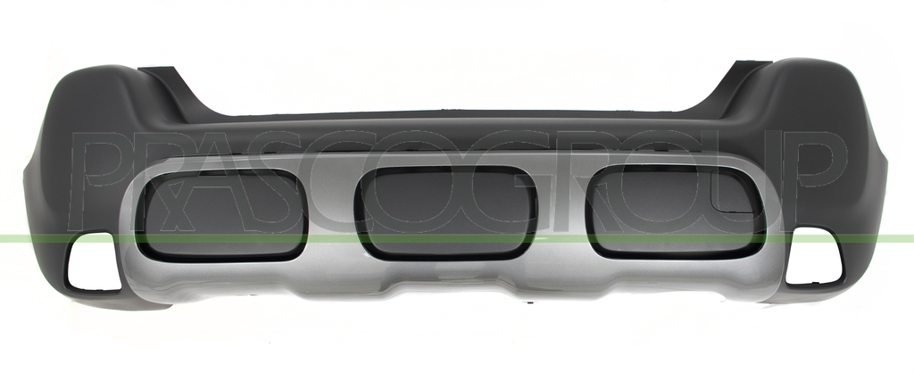 REAR BUMPER-BLACK-TEXTURED FINISH-WITH TOW HOOK COVER-WITH MOLDING-WITH PDC AND PARK ASSIST CUTTING MARKS