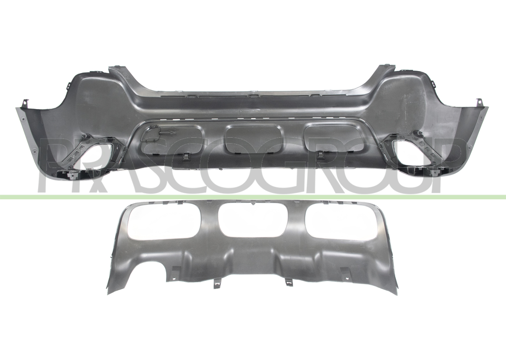 REAR BUMPER-BLACK-TEXTURED FINISH-WITH TOW HOOK COVER-WITH MOLDING-WITH PDC AND PARK ASSIST CUTTING MARKS