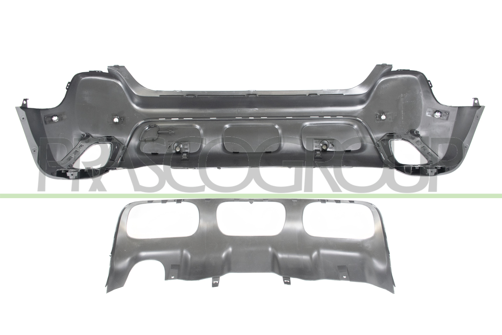 REAR BUMPER-BLACK-TEXTURED-WITH MOLDING-WITH PDC AND PARK ASSIST HOLE+SENSOR HOLDERS