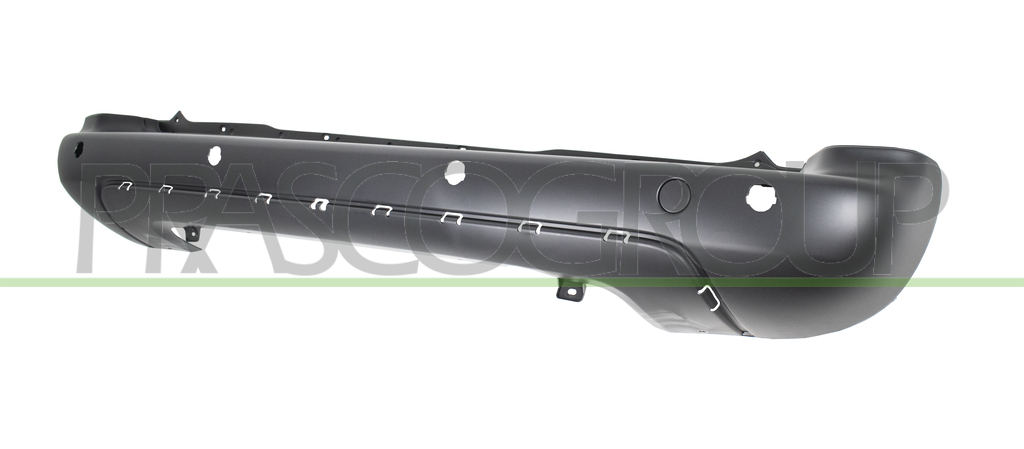 REAR BUMPER-BLACK-TEXTURED FINISH-WITH TOW HOOK COVER-WITH PDC+SUPPORTS-WITH MOLDING HOLES