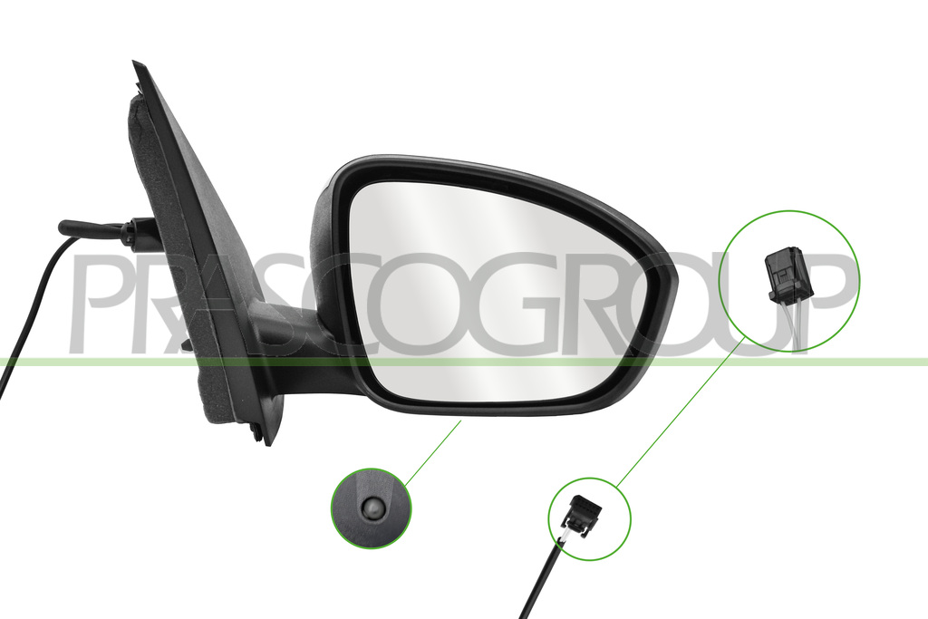 DOOR MIRROR RIGHT-WITH CABLE-PRIMED-WITH SENSOR-CONVEX-2 PINS