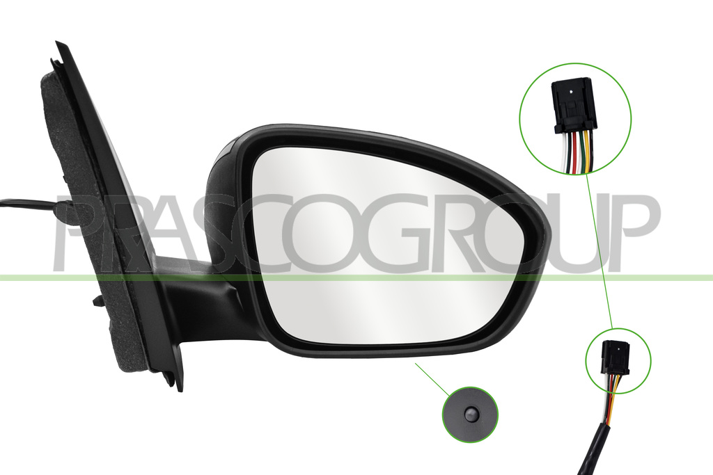 DOOR MIRROR RIGHT-ELECTRIC-PRIMED-HEATED-WITH SENSOR-CONVEX-7 PINS