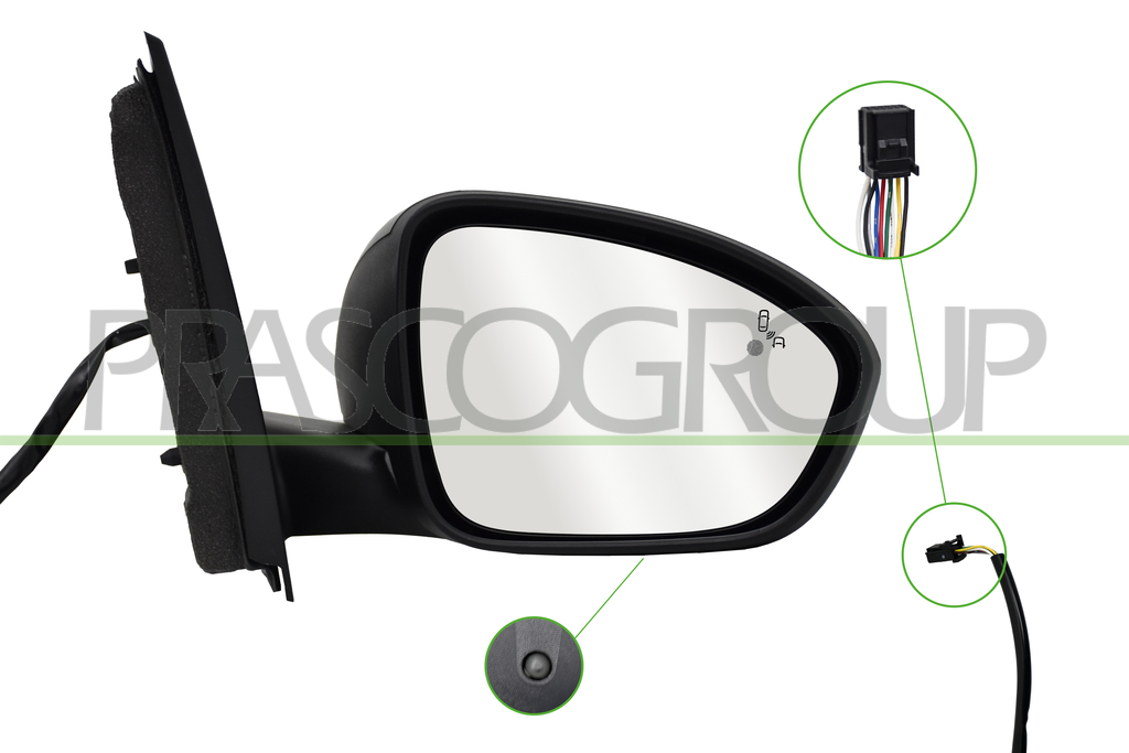 DOOR MIRROR RIGHT-ELECTRIC-PRIMED-HEATED-WITH SENSOR-WITH BLIS-CONVEX-9 PINS