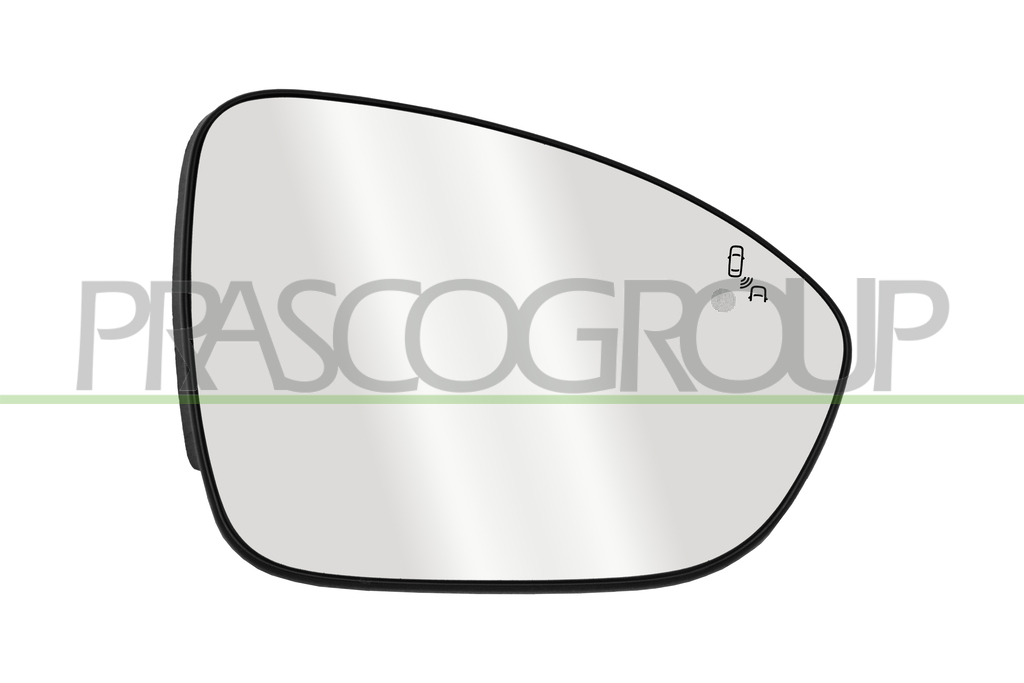 MIRROR GLASS BASE RIGHT-HEATED-WITH BLIS-CONVEX-2 PINS