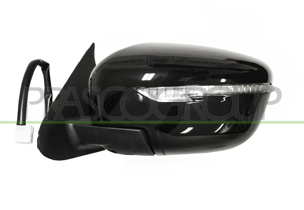 DOOR MIRROR LEFT-ELECTRIC-BLACK-HEATED-WITH LAMP-CONVEX-CHROME