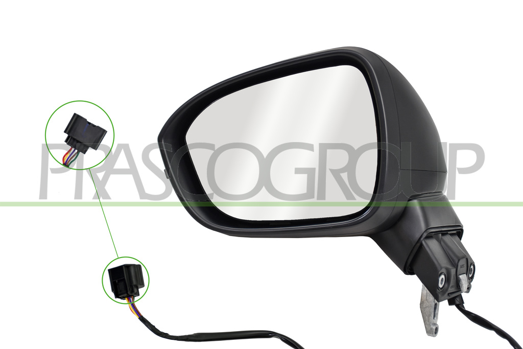 DOOR MIRROR LEFT-ELECTRIC-PRIMED-WITH LAMP-CONVEX-5 PINS MOD. VISIA, ACENTA