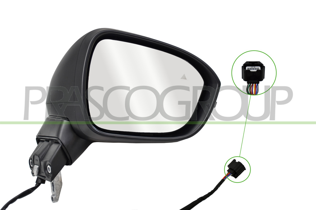 DOOR MIRROR RIGHT-ELECTRIC-PRIMED-HEATED-FOLDABLE-WITH LAMP-WITH BLIS-CONVEX-9 PINS