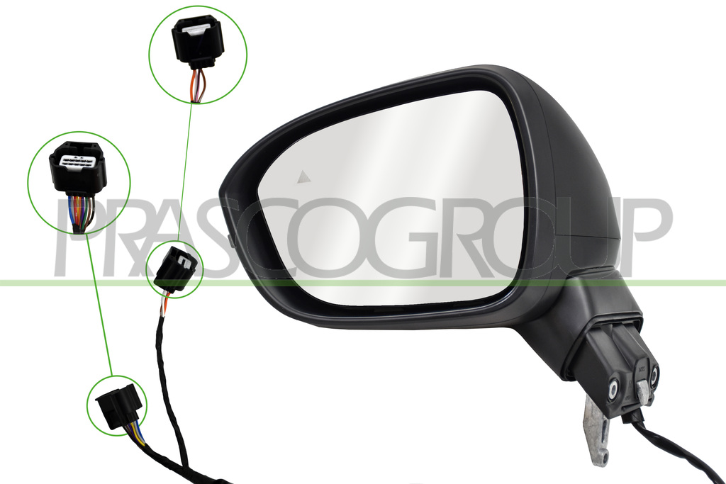 DOOR MIRROR LEFT-ELECTRIC-PRIMED-HEATED-FOLDABLE-WITH LAMP-WITH BLIS-WITH CAMERA-CONVEX-13 PINS