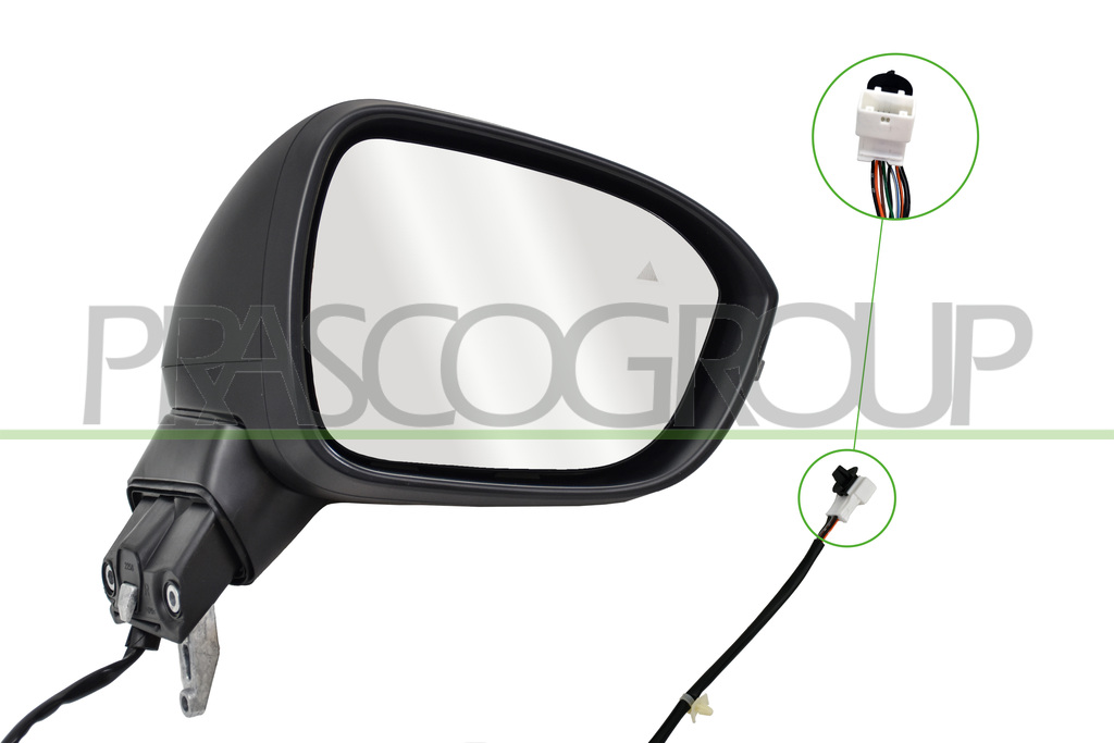 DOOR MIRROR RIGHT-ELECTRIC-HEATED-PRIMED-WITH LAMP-WITH BLIS-CONVEX-9 PINS MOD. VISIA