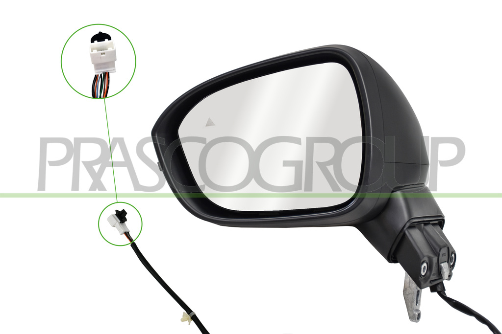 DOOR MIRROR LEFT-ELECTRIC-HEATED-PRIMED-WITH LAMP-WITH BLIS-CONVEX-9 PINS MOD. VISIA