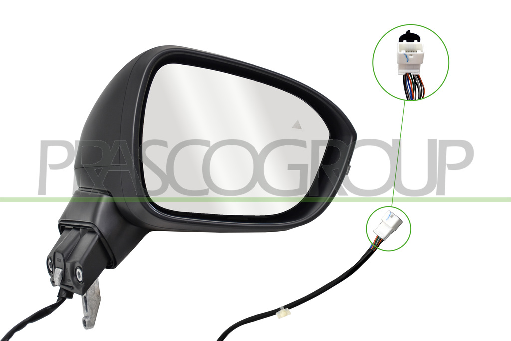 SPIEGEL RECHTS-ELEKTRISCH-GRUNDIERT-HEIZBAR-ABKLAPPBAR-MIT BLINKER-MIT BLIS-KONVEX-11 PINS MOD. ACENTA