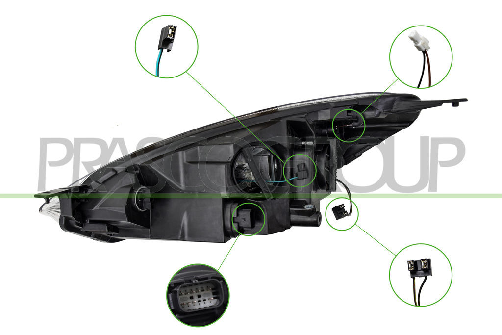 HEADLAMP RIGHT H7+H1 ELECTRIC-WITH MOTOR-WITH DAY RUNNING LIGHT-CHROME-LED