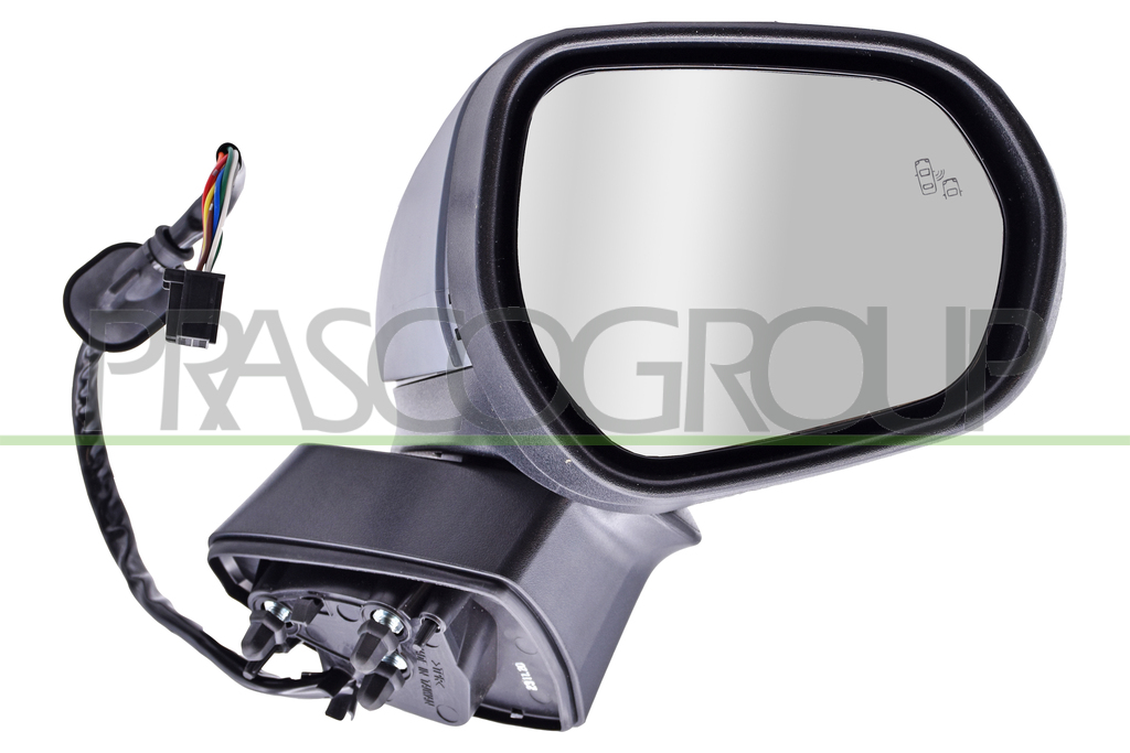 DOOR MIRROR RIGHT-ELECTRIC-PRIMED-HEATED-FOLDABLE-WITH LAMP-WITH AMBIENT LIGHT-WITH BLIS-CONVEX-12 PINS