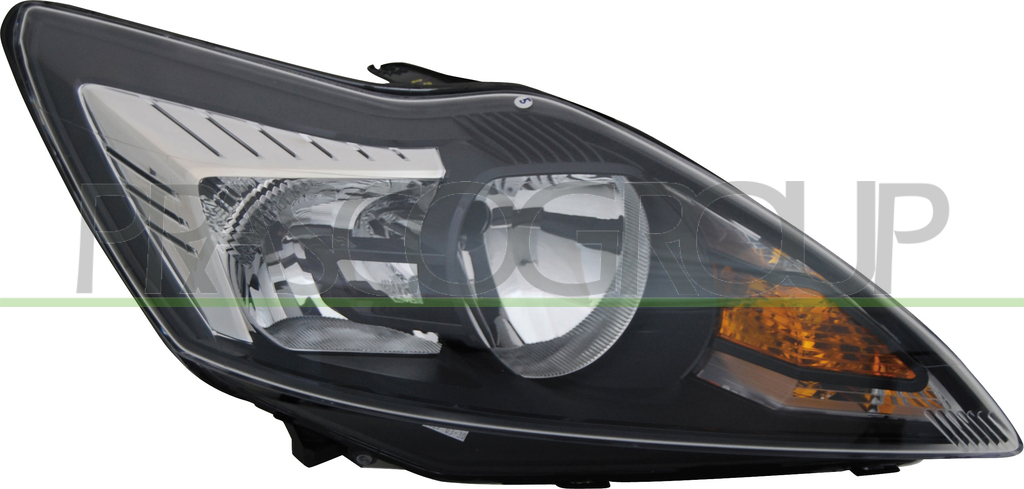 HEADLAMP RIGHT H1+H7 ELECTRIC-WITH MOTOR-BLACK/CHROME