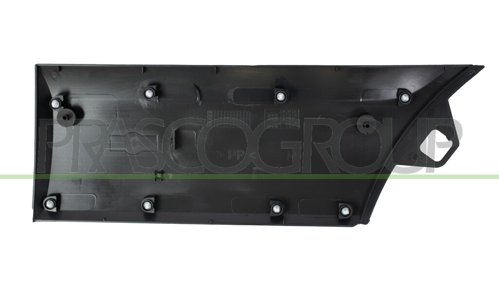 SEITENZIERLEISTE KOTFLUEGEL HINTEN RECHTS-UNTEN-VORDERTEIL-SCHWARZ-GENARBT-MIT CLIPS MOD. EXTRA LANGER VORBAU-EINZELNES RAD