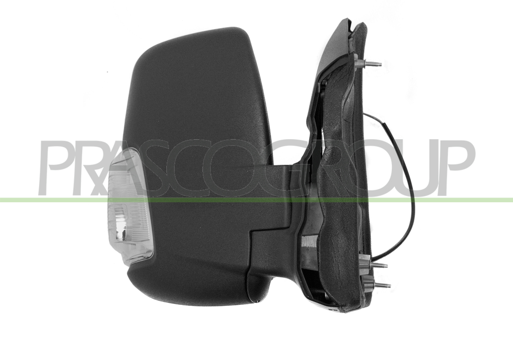 DOOR MIRROR RIGHT-ELECTRIC-BLACK-HEATED-SHORT ARM-WITH LAMP CLEAR-CONVEX-CHROME