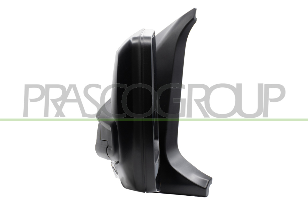 DOOR MIRROR LEFT-MANUAL BLACK-WITH LAMP-CONVEX-CHROME