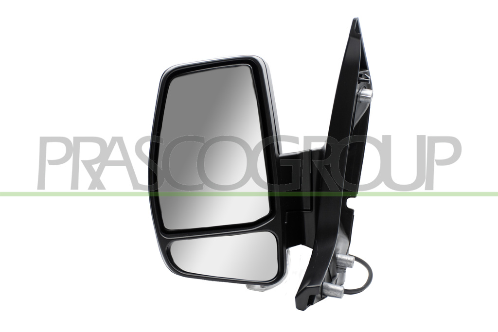 DOOR MIRROR LEFT-MANUAL BLACK-WITH LAMP-CONVEX-CHROME