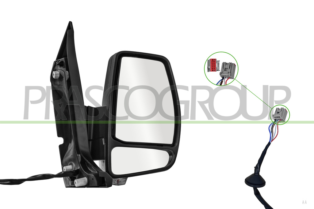 ESPEJO DERECHO-ELECTRICO-NEGRO-TERMICO-CON PILOTO-CONVEXO-6 PINES
