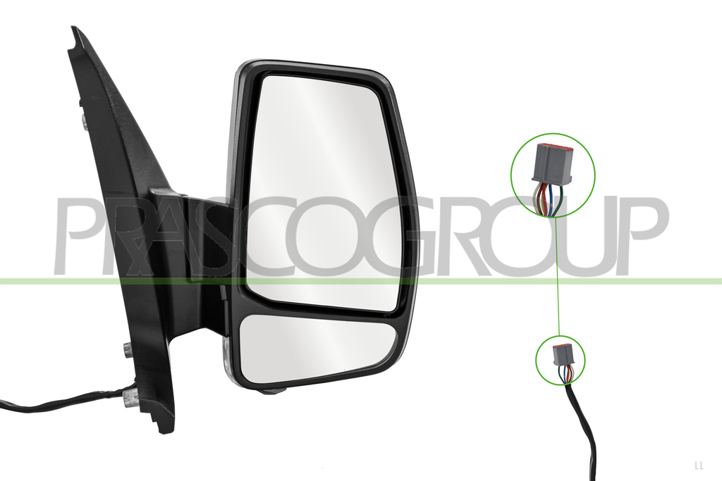 DOOR MIRROR RIGHT-ELECTRIC-PRIMED-HEATED-WITH LAMP-CONVEX-6 PINS